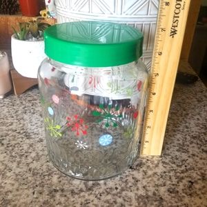 Vintage Christmas glass cookie/candy Jar.